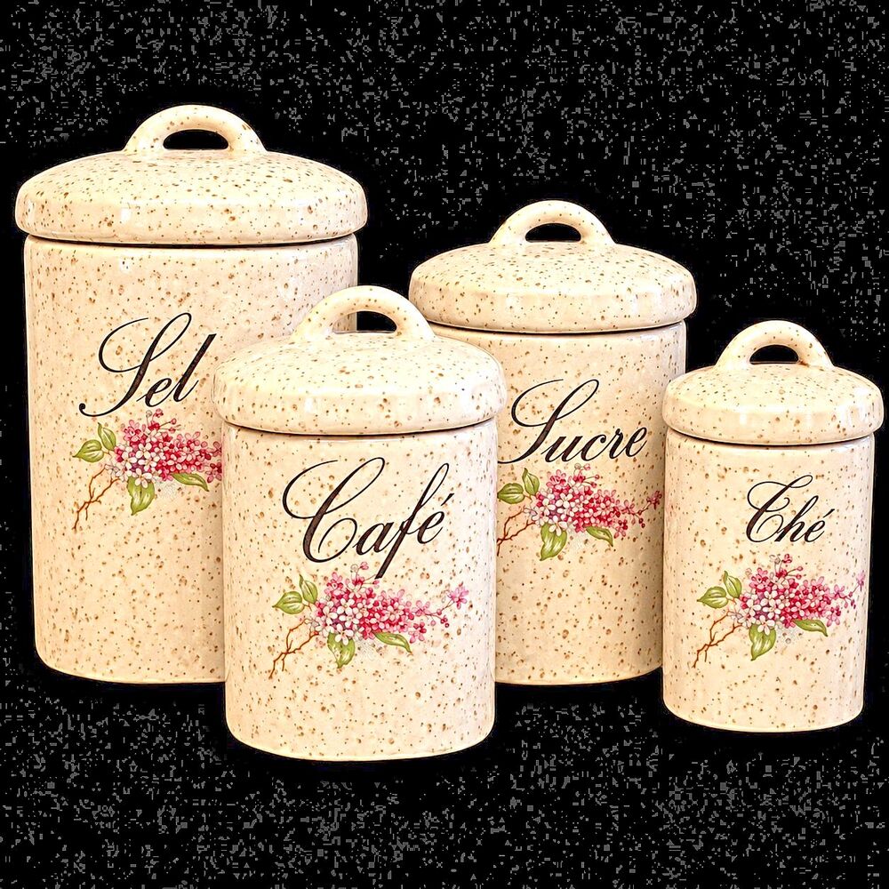 Vintage French Country 4 piece Canister by Blue Mountain Pottery, Country Charm